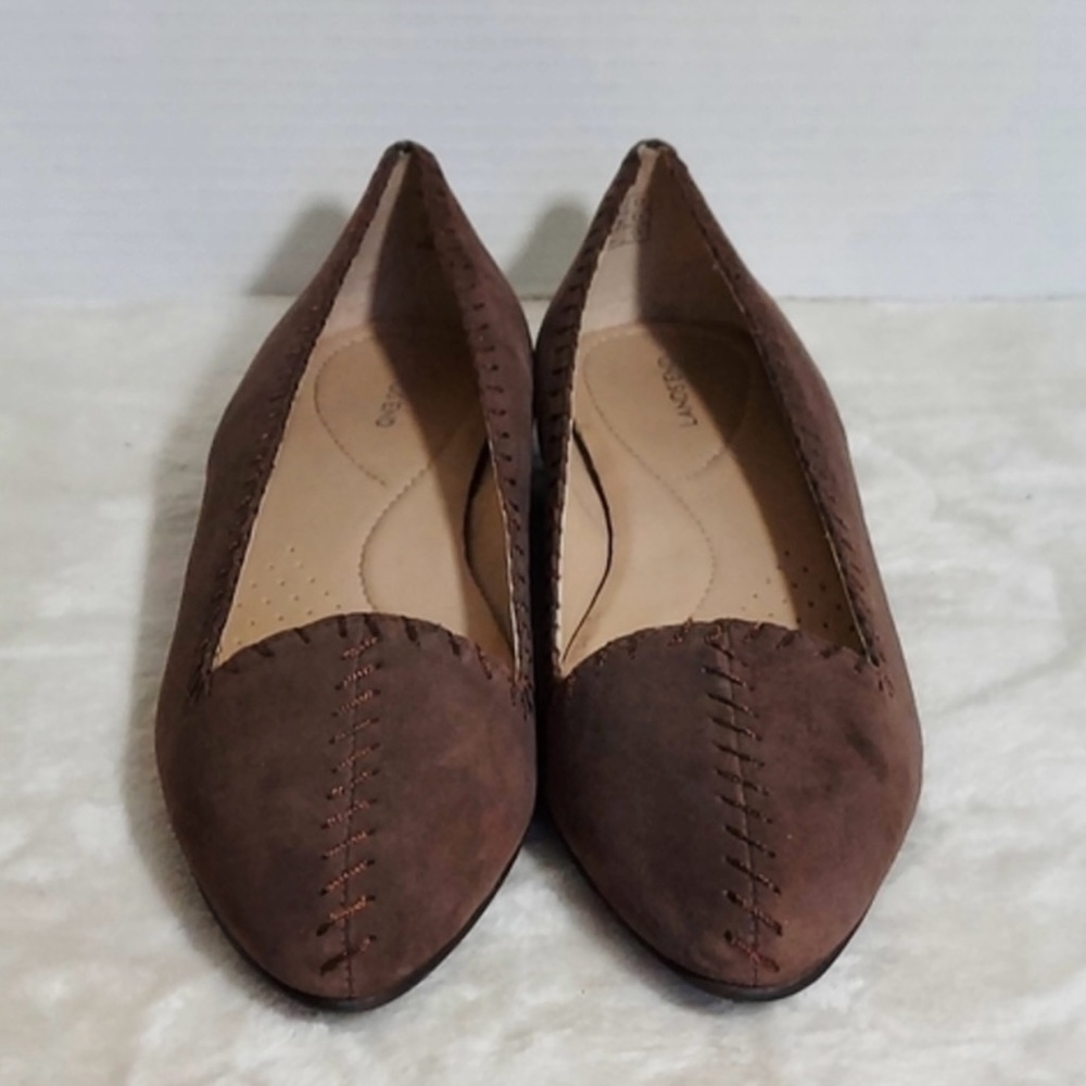 Lands End Chocolate‎ Suede Stitched Flats